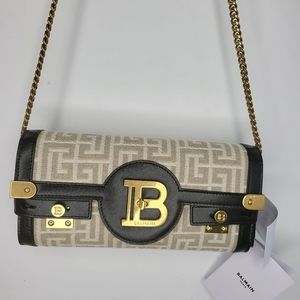 Balmain BBuzz 23 Monogram Linen Pouch-On-Chain
